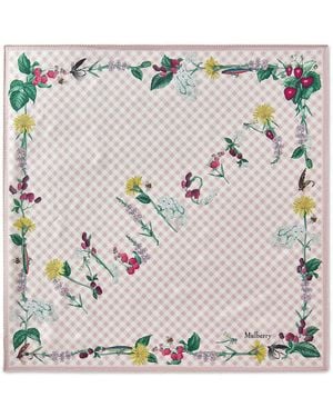 Mulberry Floral-Print Silk Twill Scarf - Gray