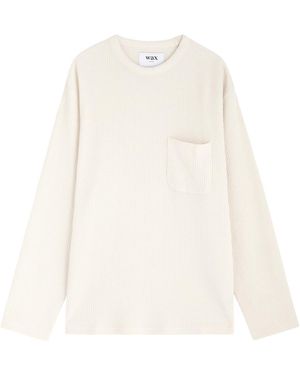 Wax London Moore Waffle-Knit Cotton Top - White