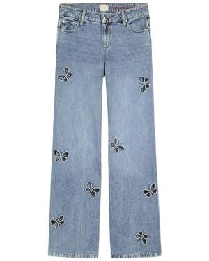 Alice + Olivia Amazing Embellished Wide-Leg Jeans - Blue