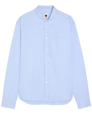 vowels Logo-Embroidery Cotton Shirt - Blue