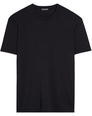 Tom Ford Logo-Embroidered Jersey T-Shirt - Black