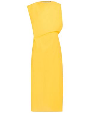 Jacquemus La Robe Drap Draped Cotton-Blend Midi Dress - Yellow
