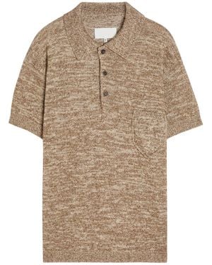Maison Margiela Melangé-Knit Cotton-Blend Polo Shirt - Natural
