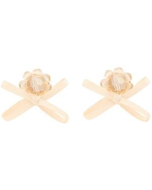 Simone Rocha Petite Bow Crystal-Embellished Stud Earrings - White