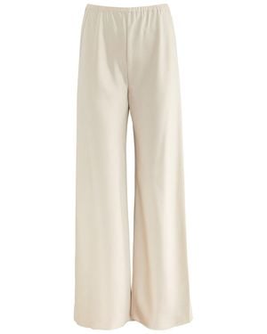 Almada Label Bias-Cut Wide-Leg Satin Pants - Natural