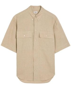 Tod's Logo-Embroidered Linen Shirt - Natural