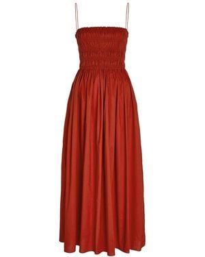 Matteau Shirred Cotton-Poplin Midi Dress