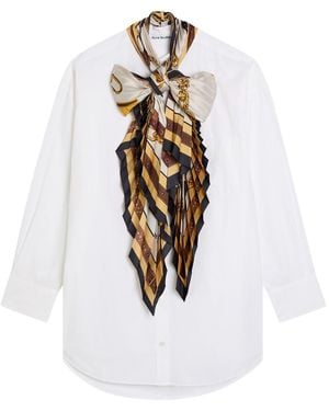 Acne Studios Dasca Printed Neck-Tie Cotton-Poplin Shirt - White