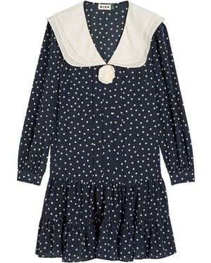 RIXO London Valetta Polka Dot Silk-Chiffon Mini Dress - Blue