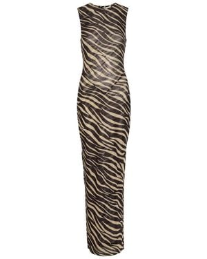 Ronny Kobo Krisa Zebra-Print Mesh Maxi Dress - Multicolour