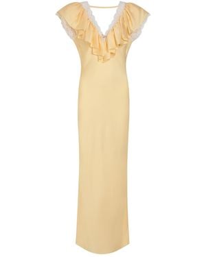 Ronny Kobo Gracie Lace-Trim Silk-Blend Maxi Dress - Metallic