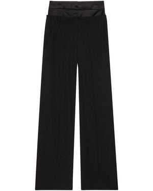 Erdem Layered-Effect Wide-Leg Wool Trousers - Black