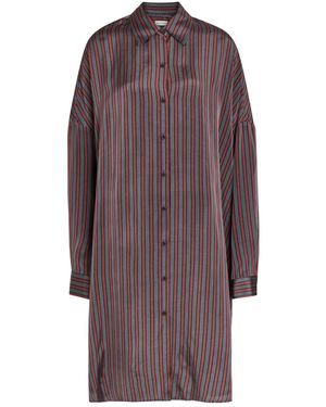 Dries Van Noten Dasia Striped Satin Midi Shirt Dress - Purple