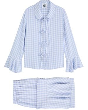 Sleeper Nebula Checked Twill Pajama Set - Blue