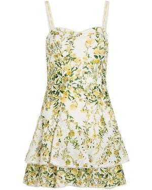 Alice + Olivia Meredith Floral-Embroidered Cotton Mini Dress - White