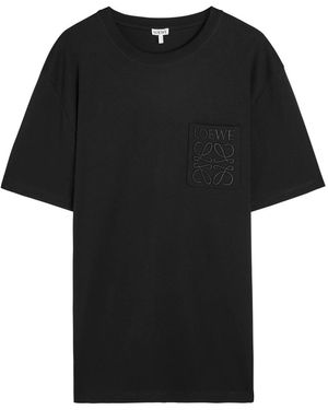 Loewe Logo-Embroidered Cotton T-Shirt - Black