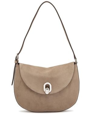 SAVETTE Tondo Small Suede Shoulder Bag - Grey