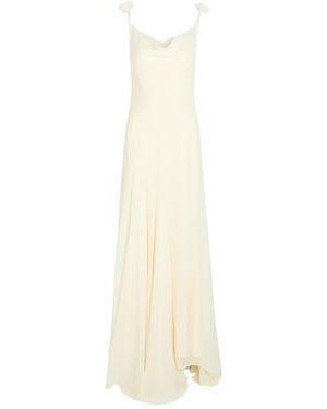 De La Vali Dia Embroidered Appliquéd Silk Maxi Dress - White