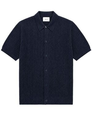NN07 Nolan Ribbed Cotton-Knit Shirt - Blue