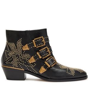 Chloé Susanna 40 Studded Nappa Leather Ankle Boots - Black