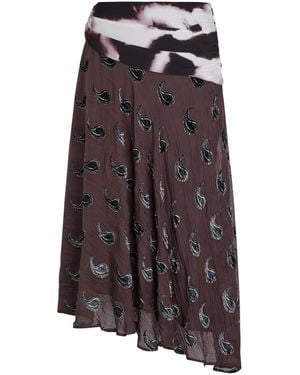 Tory Burch Paisley-Devoré Asymmetric Silk-Blend Midi Skirt - Brown