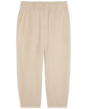 Eileen Fisher Barrel-Leg Cotton Trousers - Natural