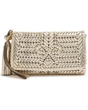 Anya Hindmarch The Neeson Tassel Woven Metallic Leather Clutch