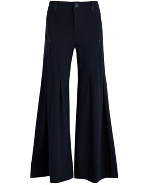 High Know It All Pleated Wide-Leg Jersey Trousers - Blue