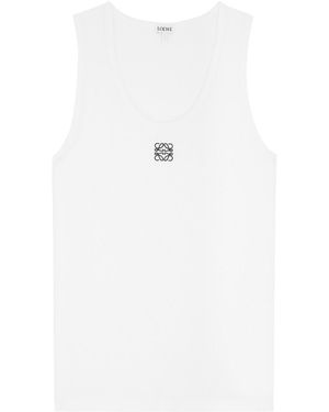 Loewe Anagram-Embroidered Stretch-Cotton Vest - White