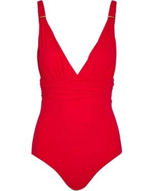 Melissa Odabash Panarea Plunge Swimsuit - Red