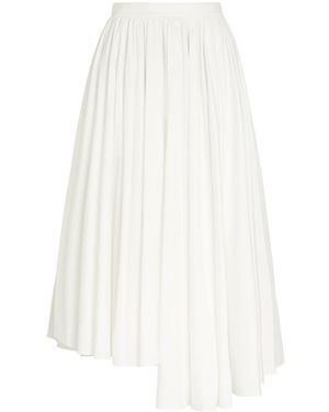 Self-Portrait Asymmetric Cotton-Poplin Midi Skirt - White