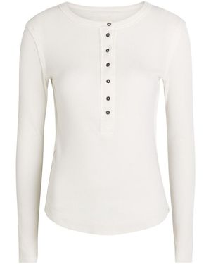 Free People Jamie Henley Ribbed Stretch-Cotton Top - White
