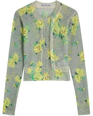 Acne Studios Floral Mohair-Blend Cardigan - Green