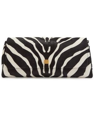 KHAITE Audrey Zebra-Print Calf-Hair Clutch - White