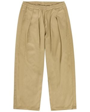 Maison Margiela Pleated Wide-Leg Twill Cropped Trousers - Natural