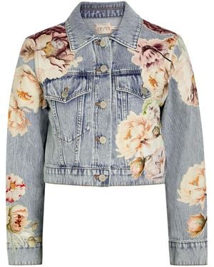 Alice + Olivia Chloe Floral-Appliquéd Cropped Jacket - Blue