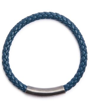 Tateossian Charles Woven Leather Bracelet - Blue