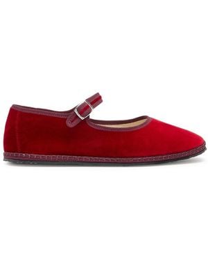 Vibi Venezia Velvet Mary Jane Flats - Red