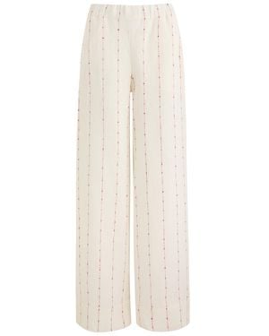 Casa Raki Luisa Embroidered Linen Pants - White