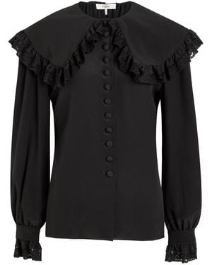 Chloé Lace-Embellished Silk-Georgette Blouse - Black
