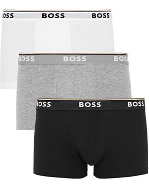 BOSS Stretch-Cotton Boxer Trunks - Gray