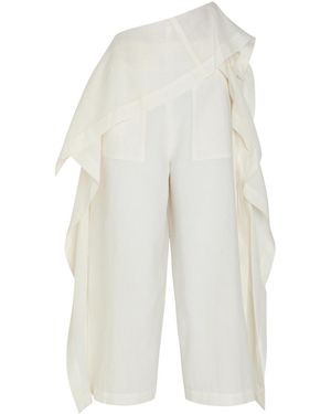 Issey Miyake Draped Wide-Leg Paper-Blend Pants - White