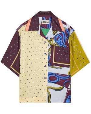 Otzio Cecilia Printed Silk Shirt - Blue