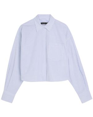 Rag & Bone Marin Striped Cropped Cotton-Poplin Shirt - White