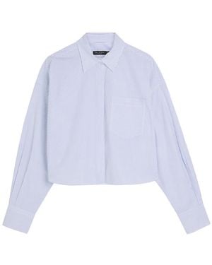 Rag & Bone Marin Striped Cropped Cotton-Poplin Shirt - White