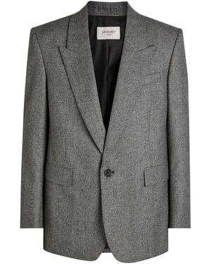 Saint Laurent Checked Wool Blazer - Black