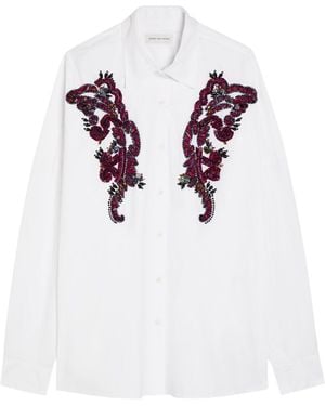 Dries Van Noten Casia Embellished Cotton-Poplin Shirt - White
