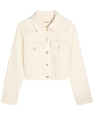 Alice + Olivia Chloe Darted Denim Cropped Jacket - Natural