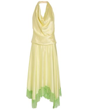 STAUD Elira Lace-Trim Stretch-Silk Midi Dress - Yellow