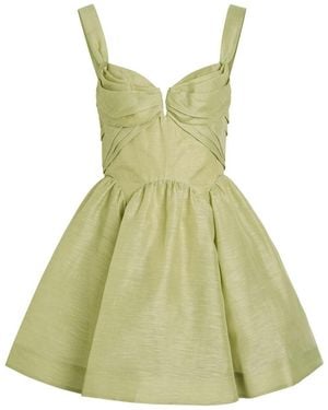 Zimmermann Rebellion Draped Linen And Silk-Blend Mini Dress - Green